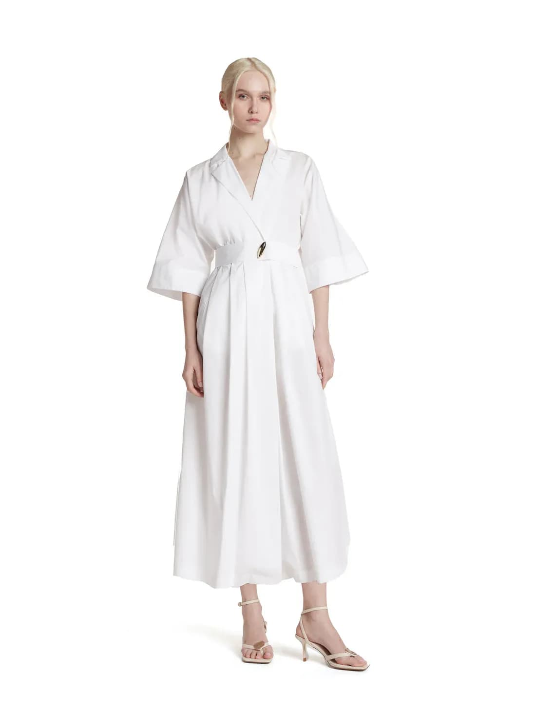 Midi dress with lapels