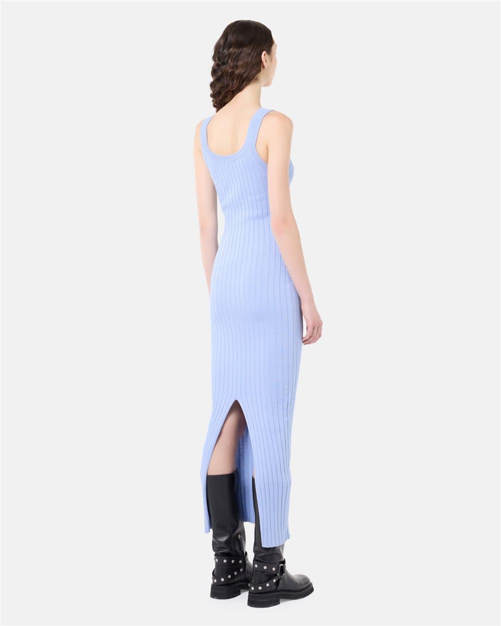 Light blue slip dress in pure ribbed cotton 2