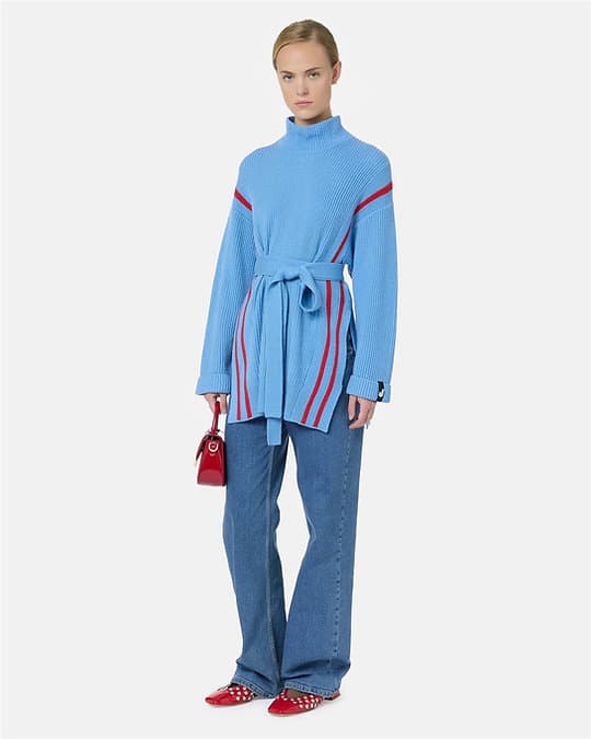 ICEBERG Blue & Red Knit Sweater with Belt 3