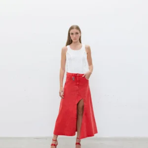 Saia longuette em jeans