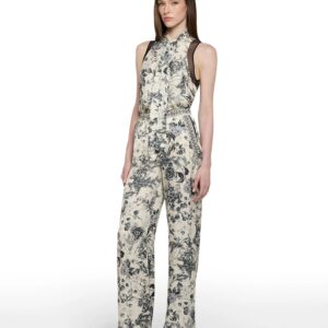 Wide-leg trousers in flower ink print